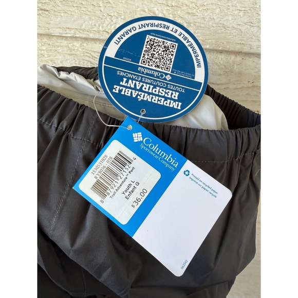 Columbia Youth Trail Adventure Pant Gray Waterproof Omni-Tech Size Large (14/16) - Picture 7 of 7